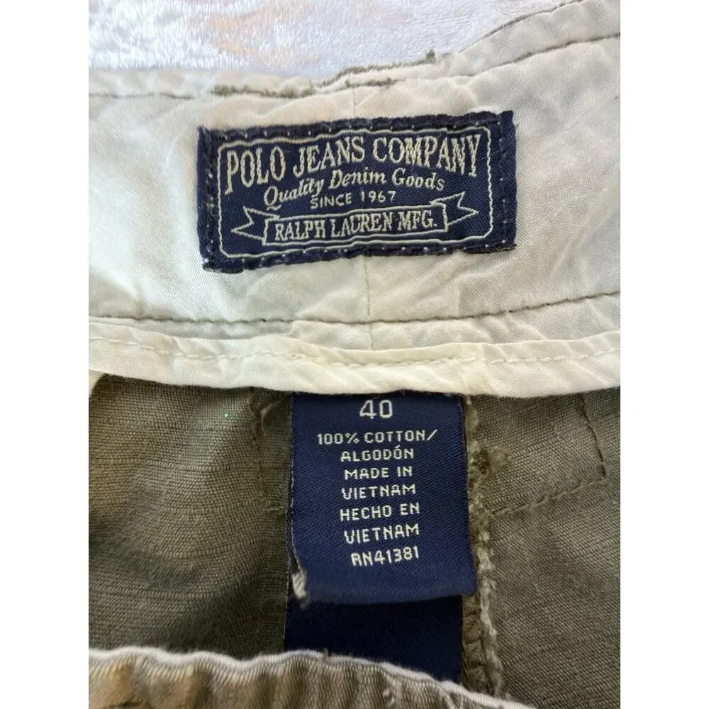 Polo Jeans Ralph Lauren Cargo Shorts Men 40 Olive Military‎ Utility Ripstop